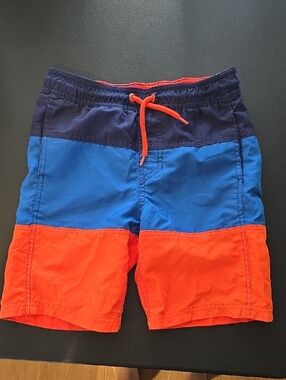Cat & Jack Boys' Colorblock Swim Trunks in Navy, Royal Blue & Orange